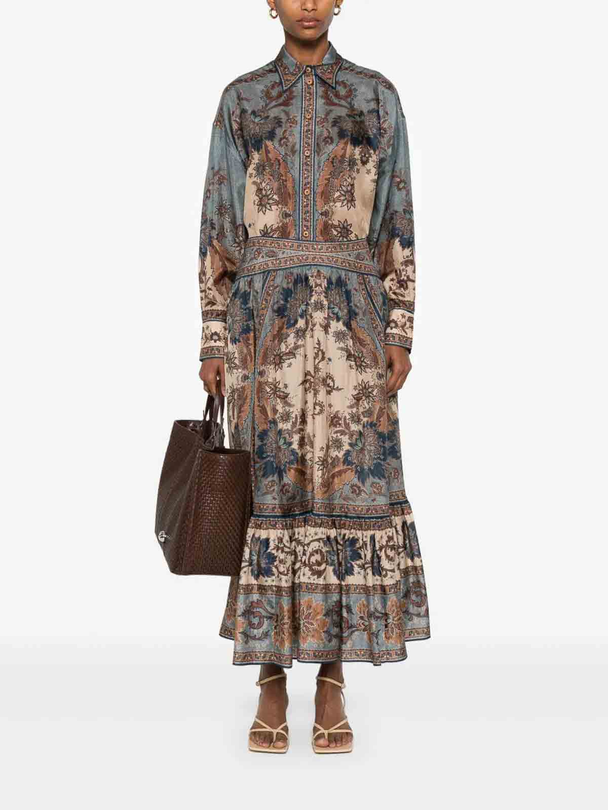 Zimmermann Ascension Silk Midi Skirt In Multi