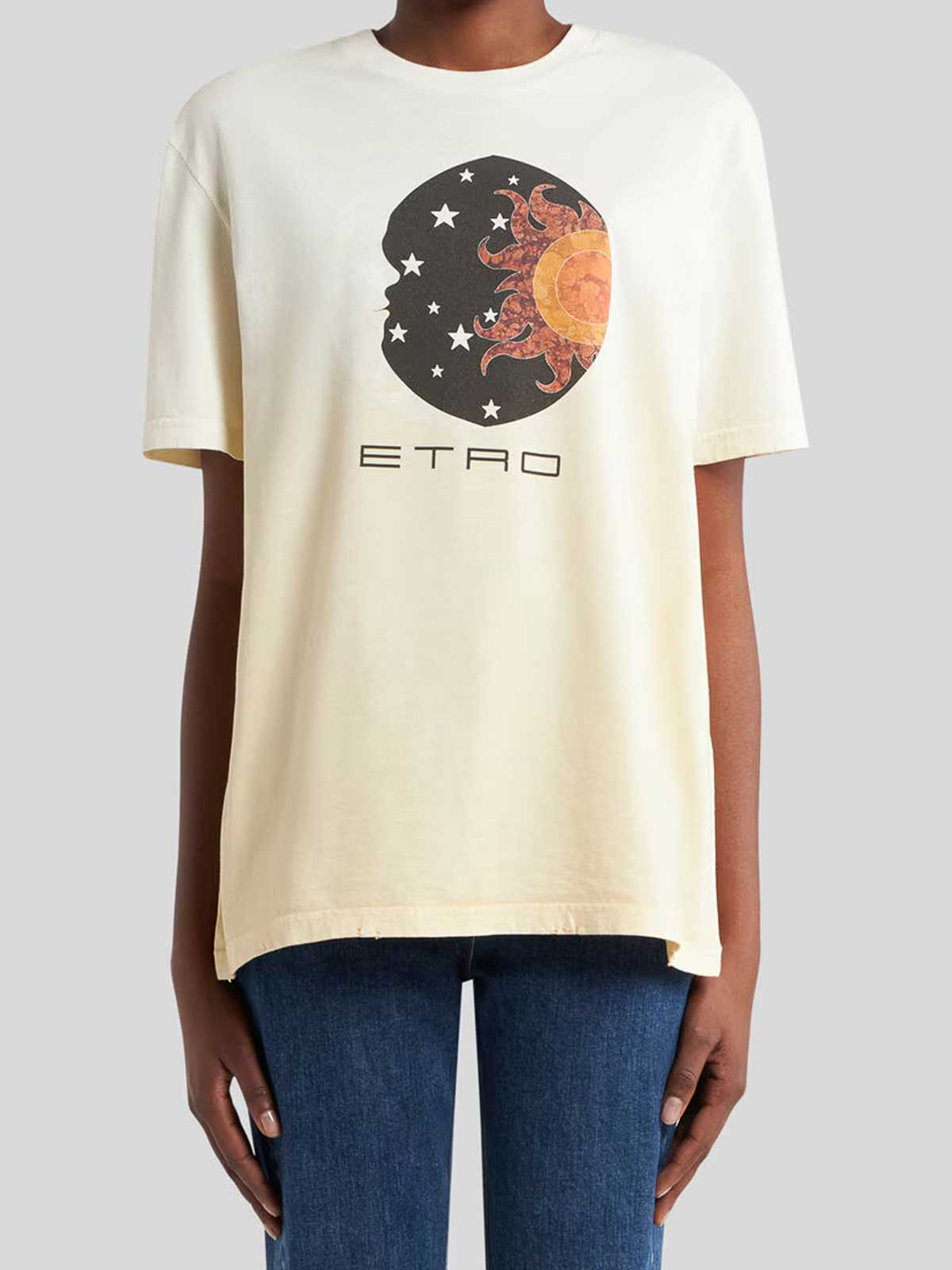 Etro Graphic Print Short Sleeve Crew Neck Top In Multi
