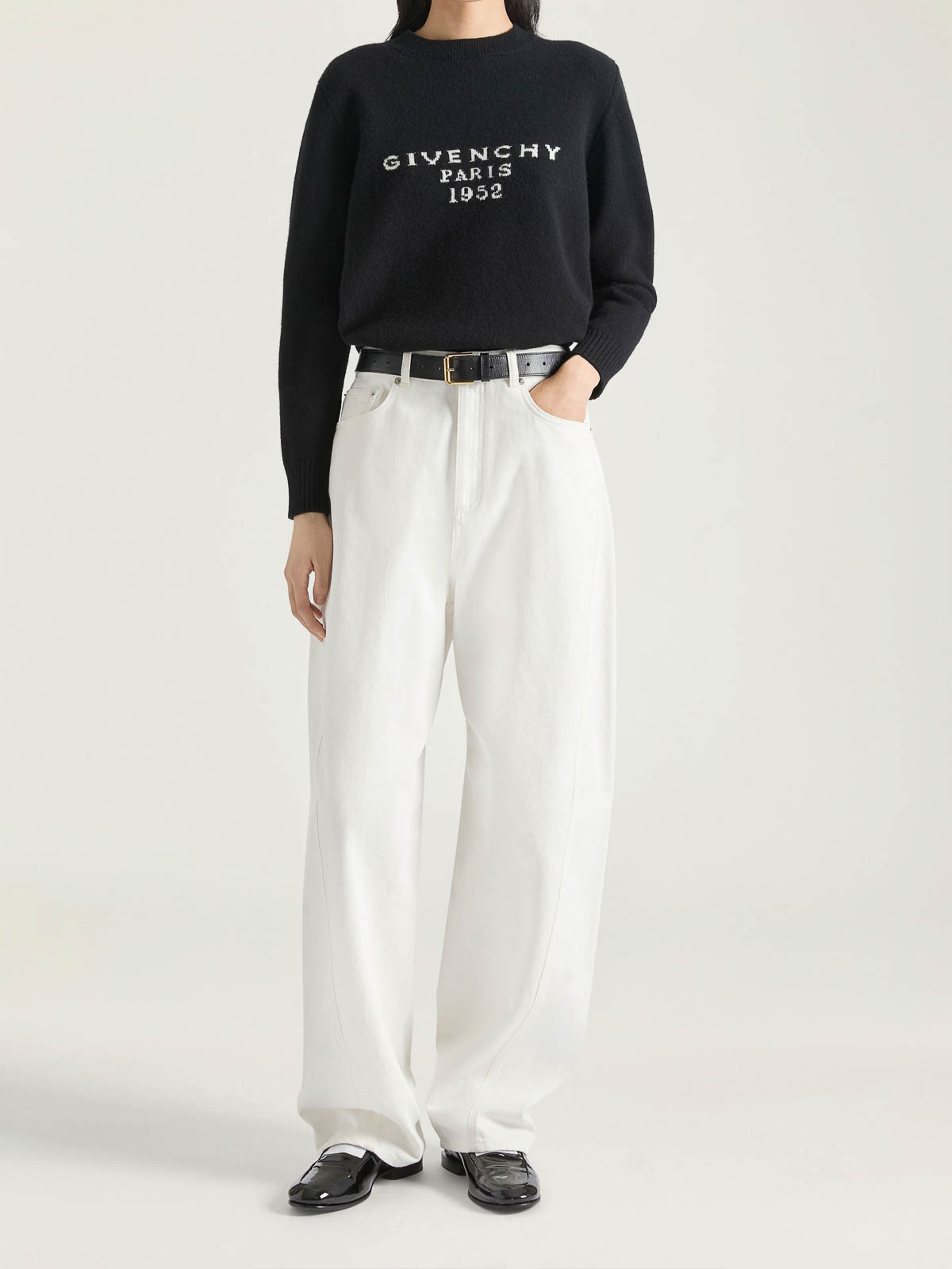 Givenchy Logo Wool-blend Crewneck Sweater In Black