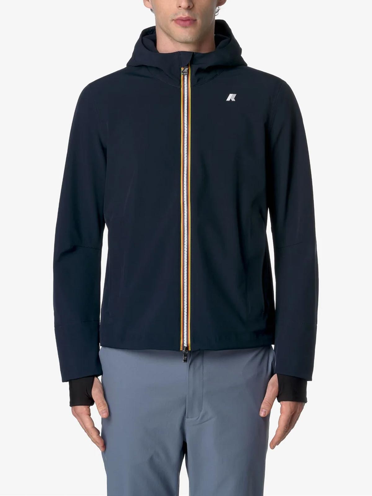 K-way Logo Hooded Casual Jacket In Blue