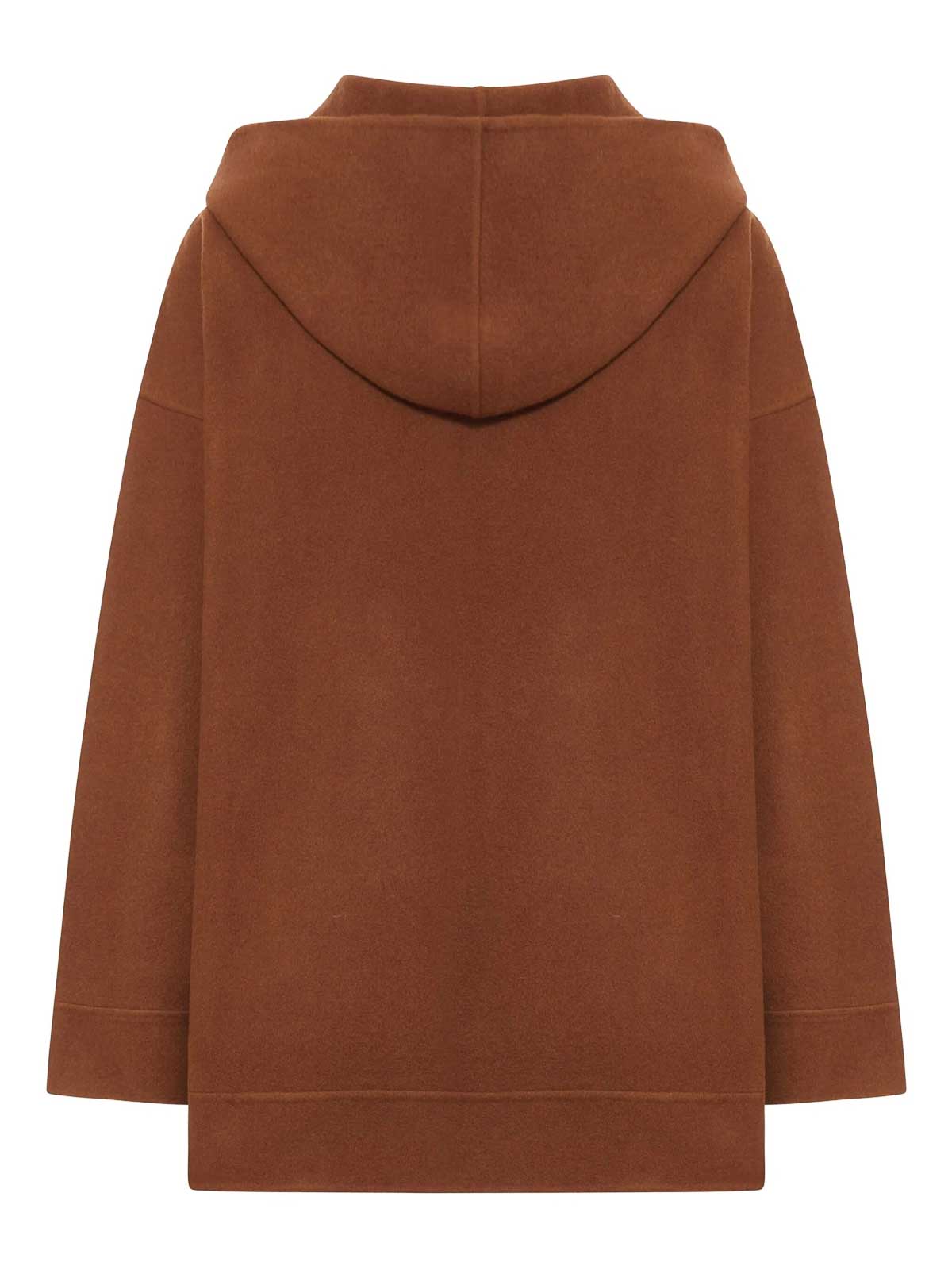 Max Mara Knitwear Hoodie With Long Sleeves And Pockets In Brown
