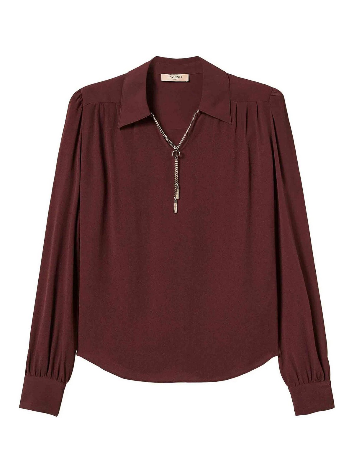 Twinset Burgundy Shirt With Ruffles In Burgundy