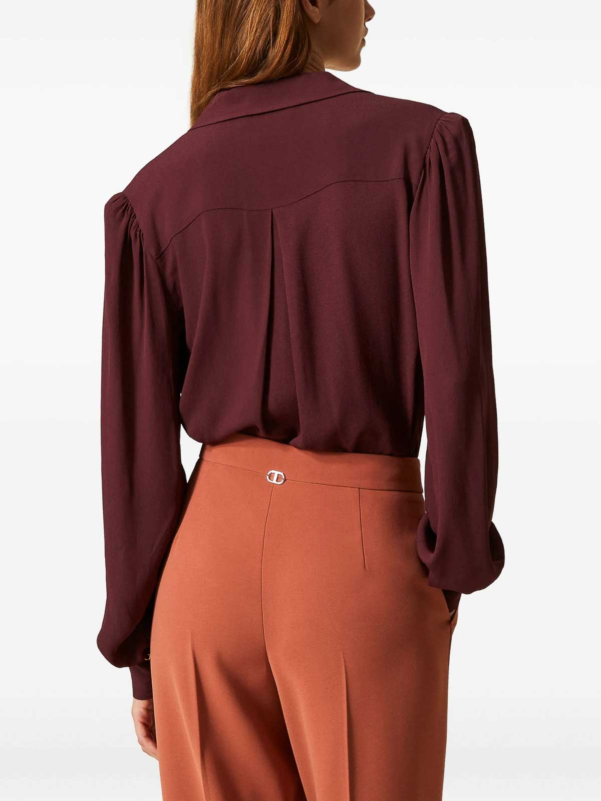 Twinset Burgundy Shirt With Ruffles In Burgundy
