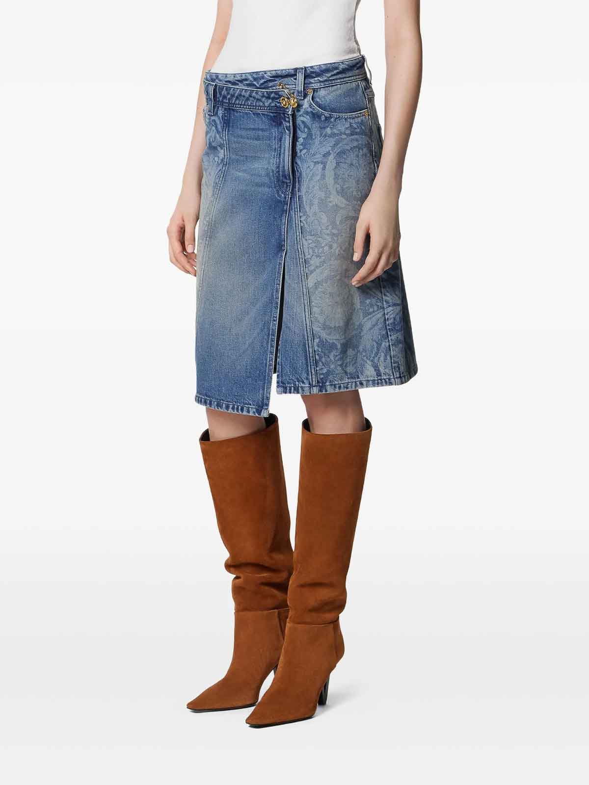 Versace Denim Skirt In Blue