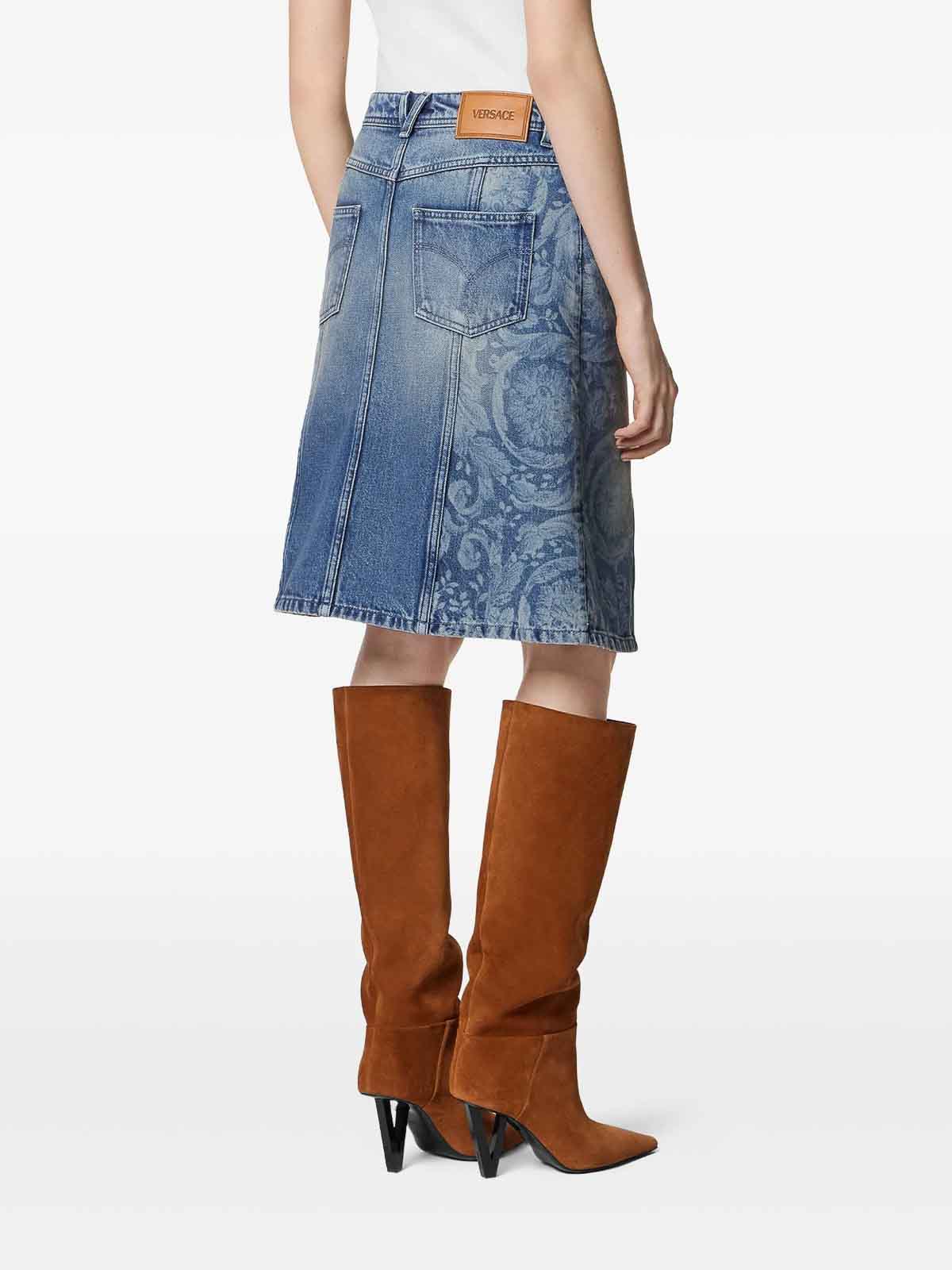 Versace Denim Skirt In Blue