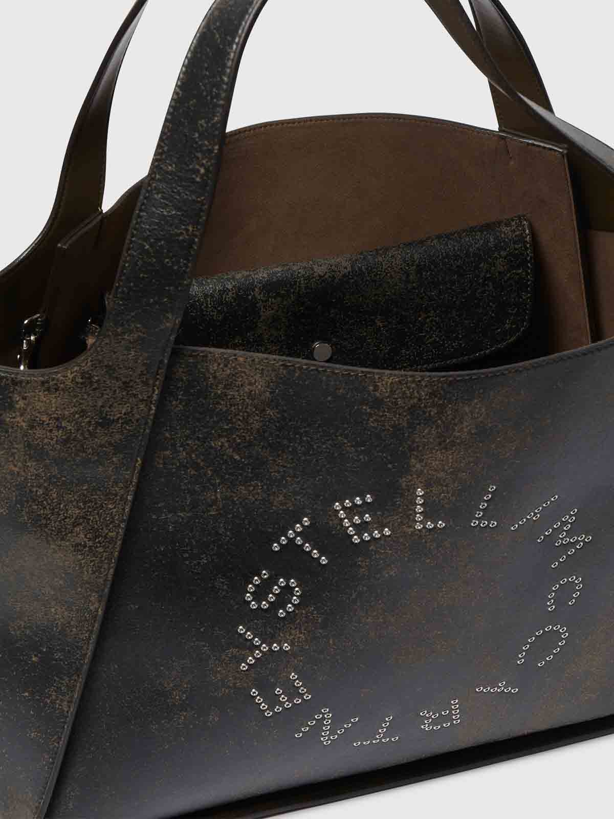 Stella Mccartney Large Tote With Logo In Brown