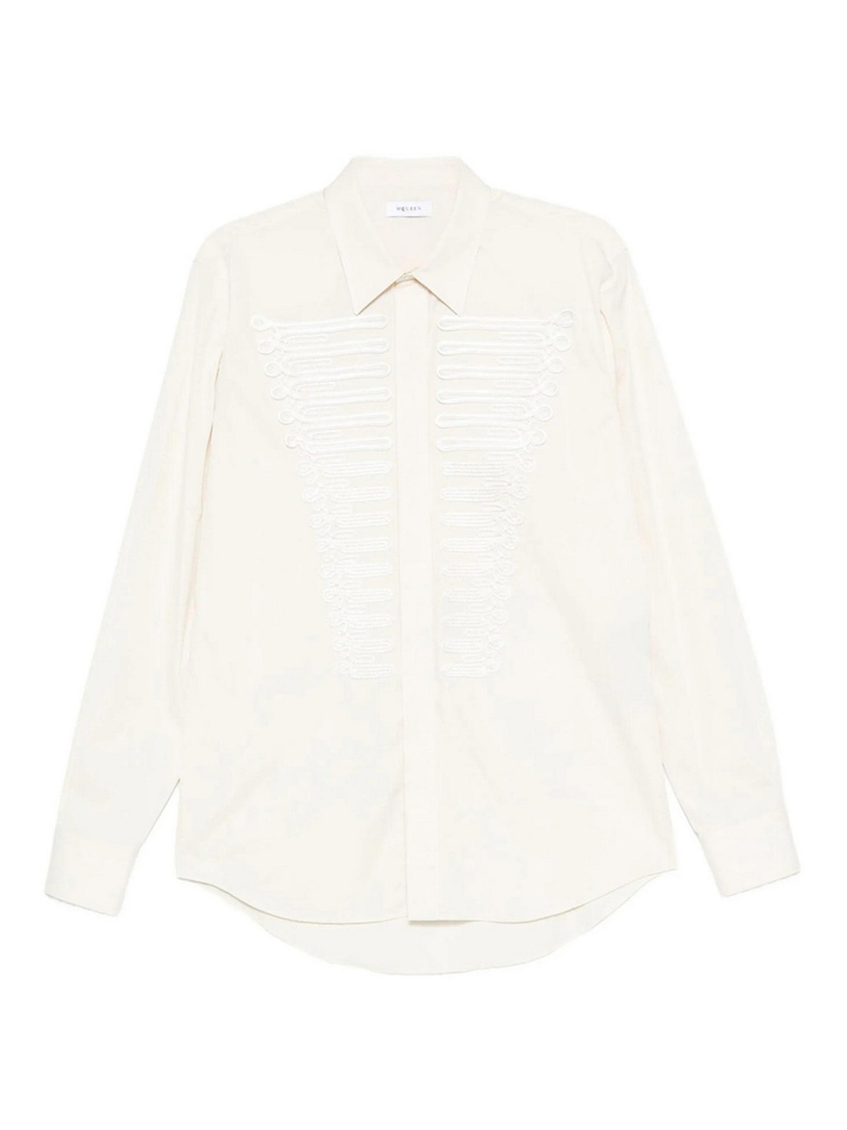 Alexander Mcqueen Mcqueen Ceremonial Soutache Embellished Cotton Poplin Button-up Shirt In White