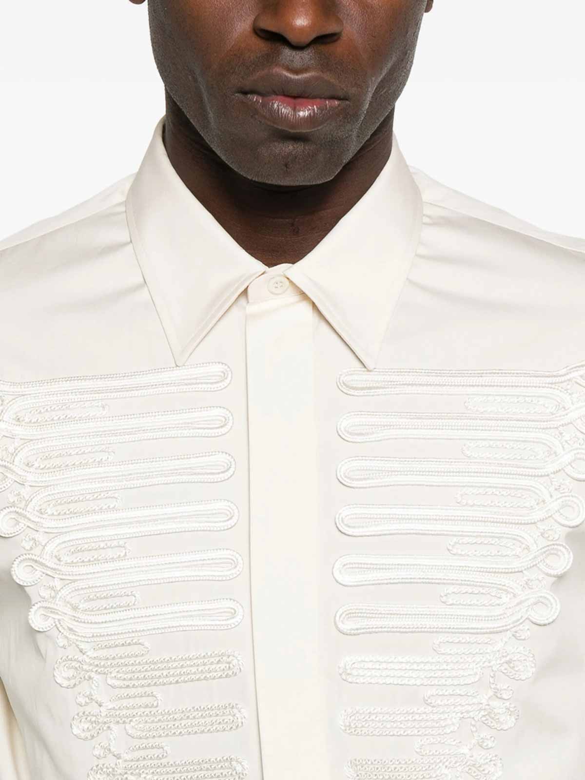Alexander Mcqueen Mcqueen Ceremonial Soutache Embellished Cotton Poplin Button-up Shirt In White