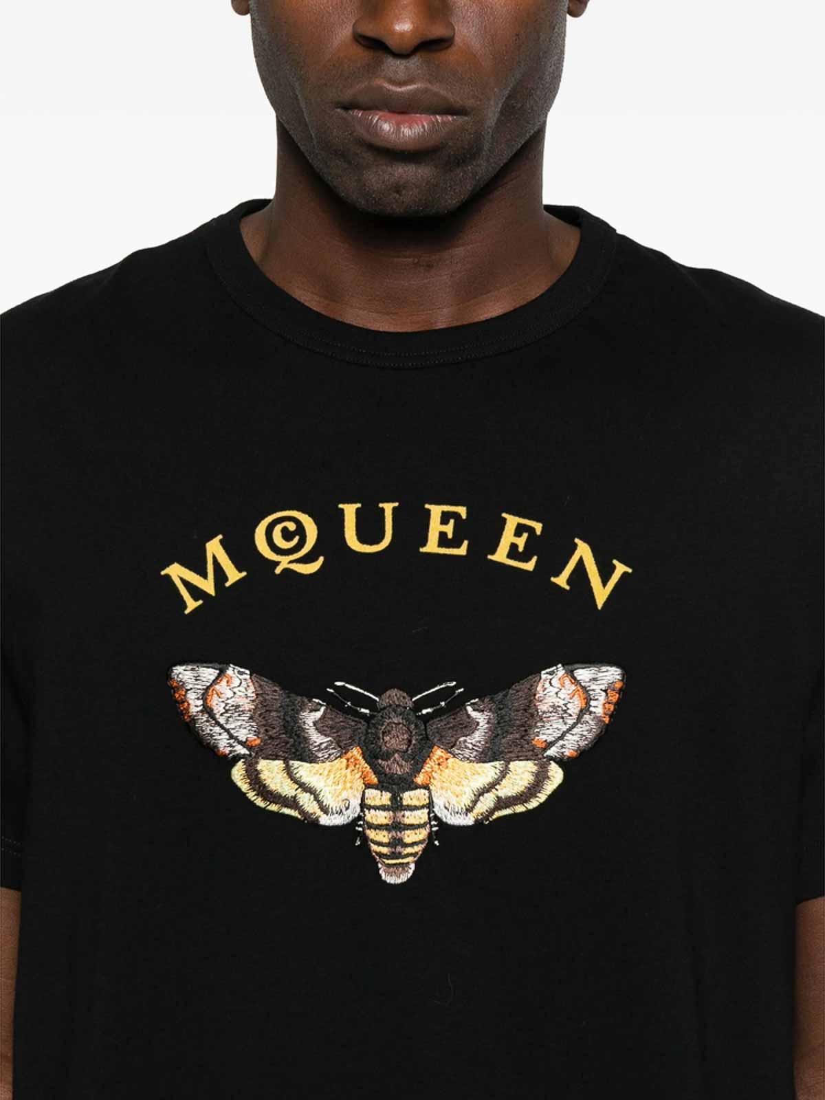 Alexander Mcqueen Embroidered T-shirt In Black