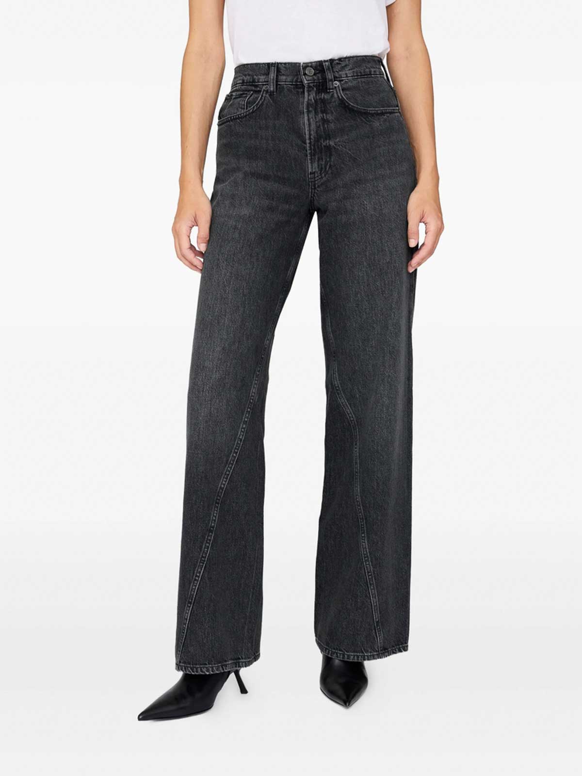 Anine Bing Brie Jeans Woman Black In Multi