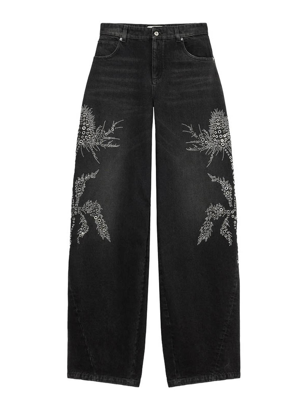 Blumarine Denim Palazzo Pants In Black