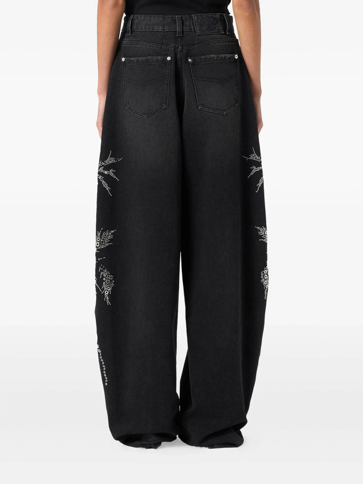 Blumarine Denim Palazzo Pants In Black