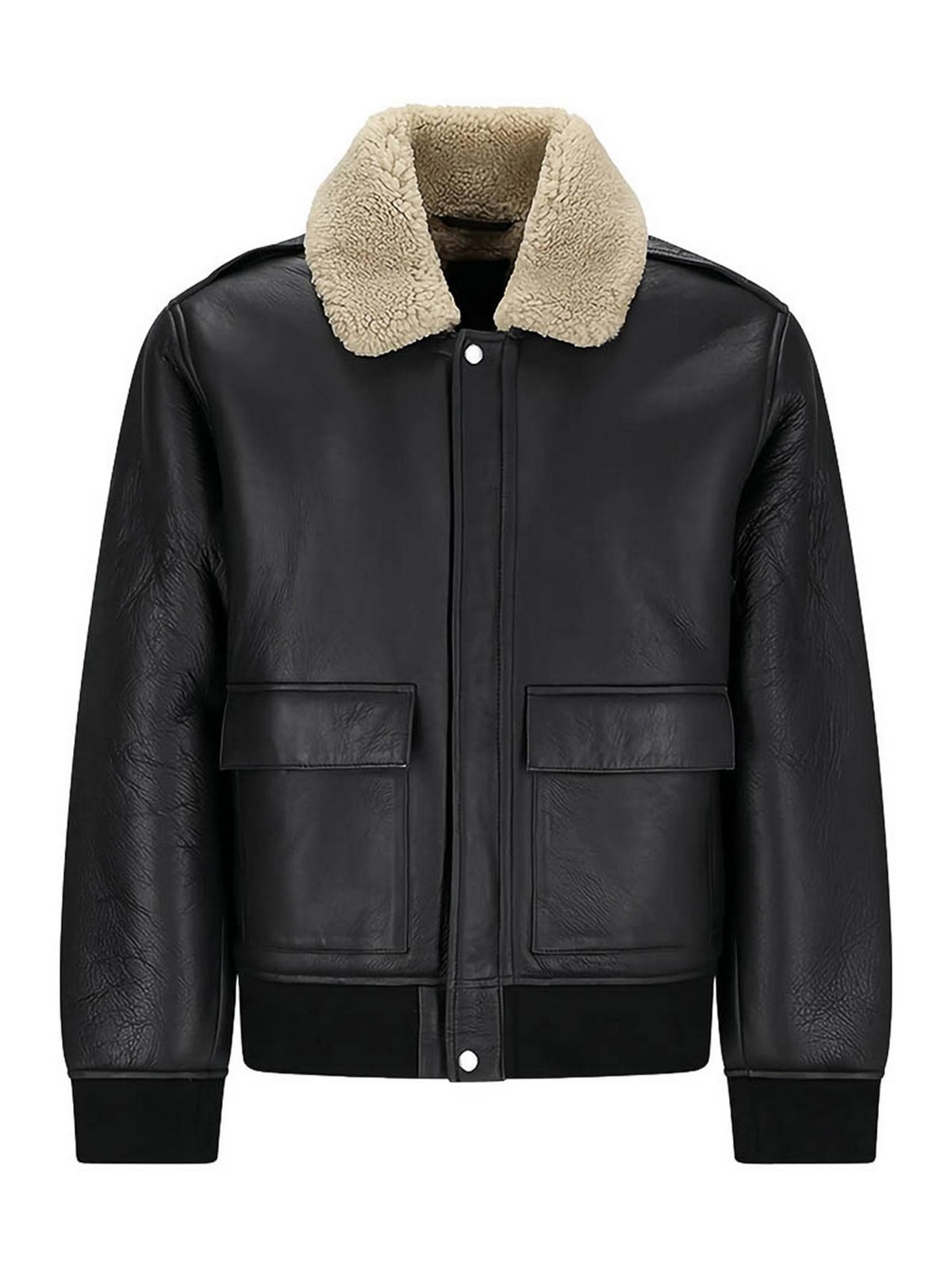 Calvin Klein Relaxed Fit Jacket Shearling Collar In Black