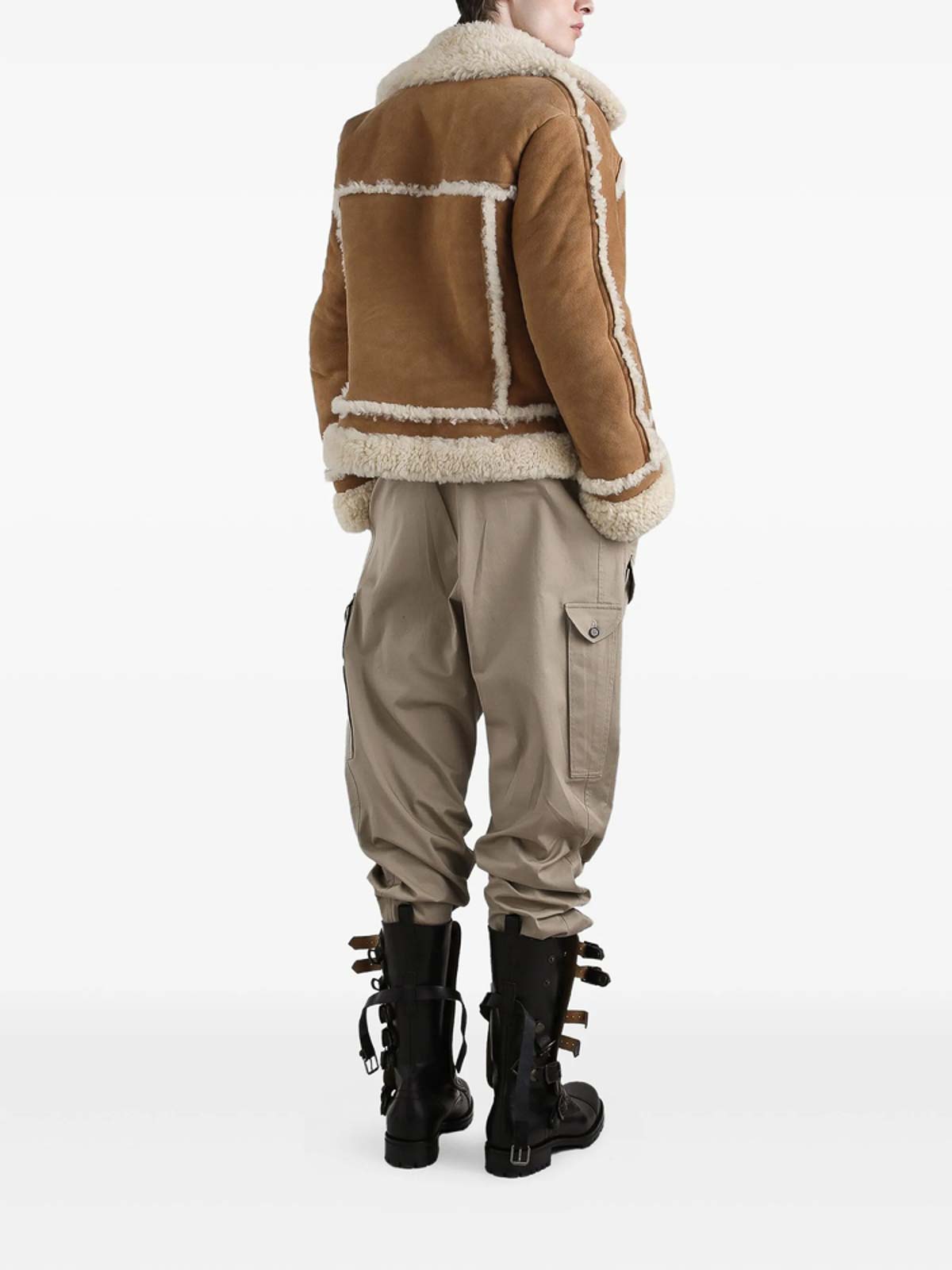 Dolce & Gabbana Suede Shearling Jacket In Brown