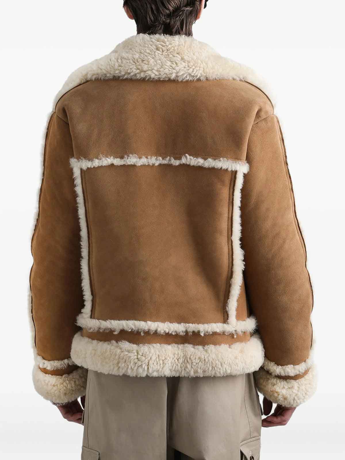 Dolce & Gabbana Suede Shearling Jacket In Brown