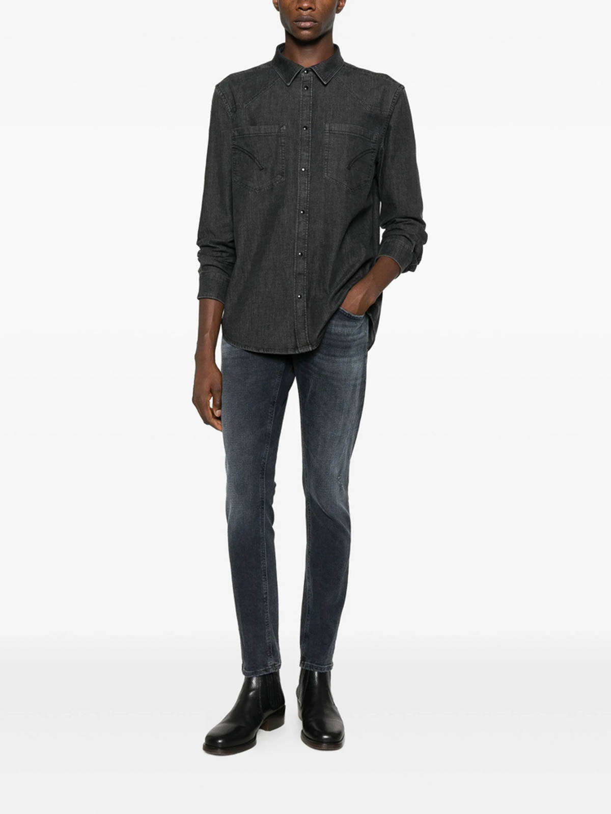 Dondup Fabric Shirts In Black