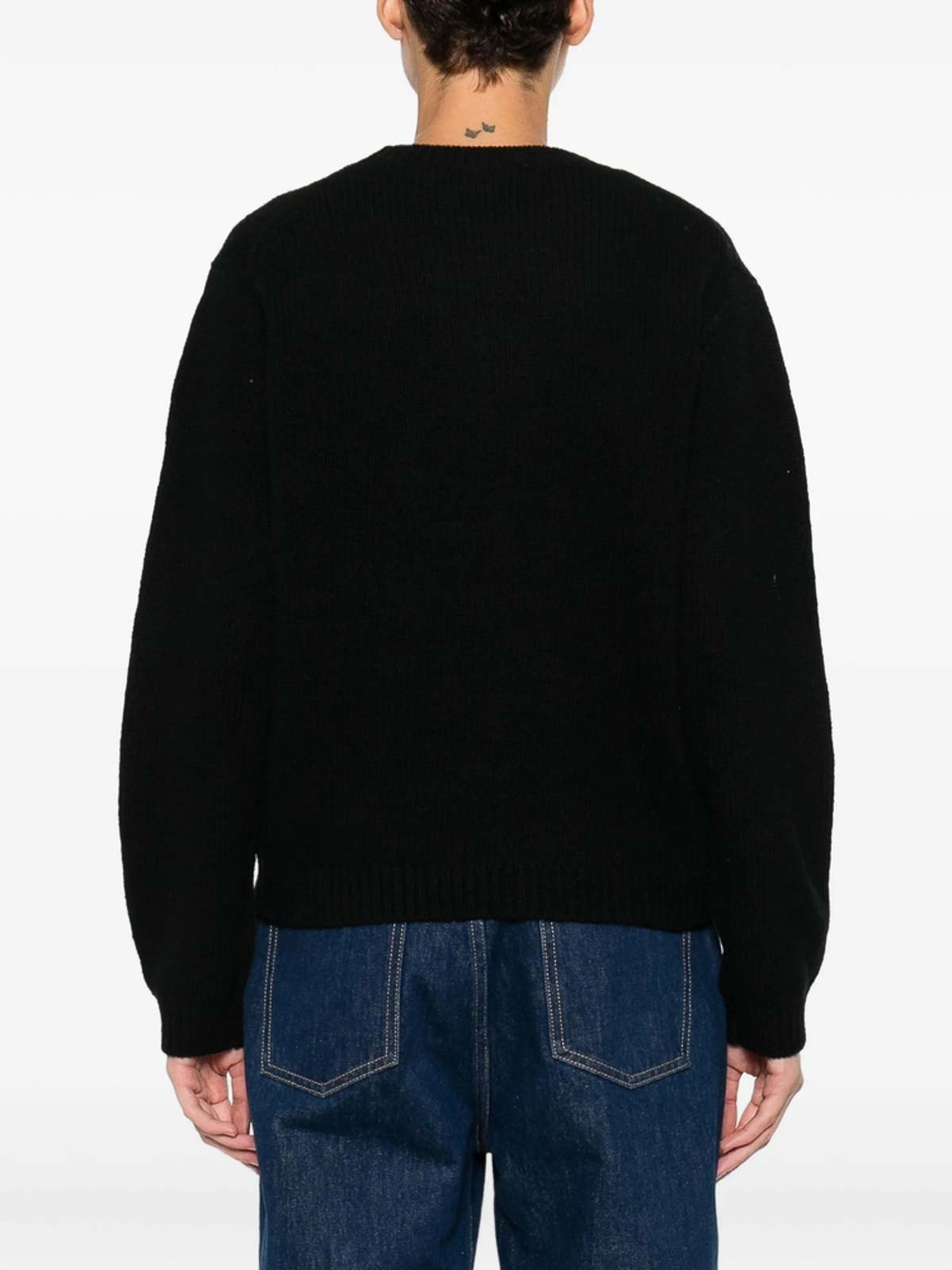 Maison Kitsuné Fox-motif Wool Sweater In Black