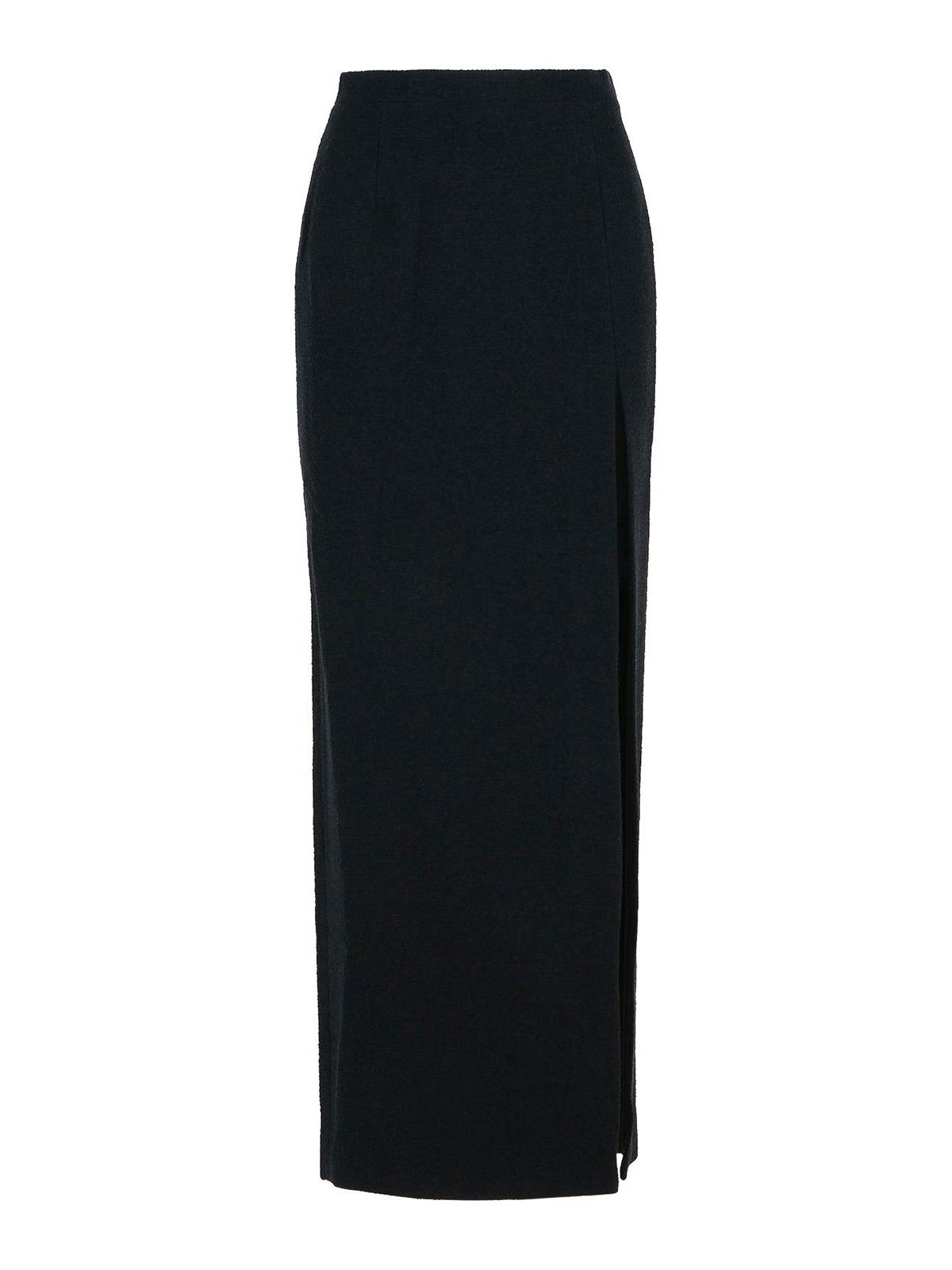 Alessandra Rich Long Skirt In Black Virgin Wool Blend In Black