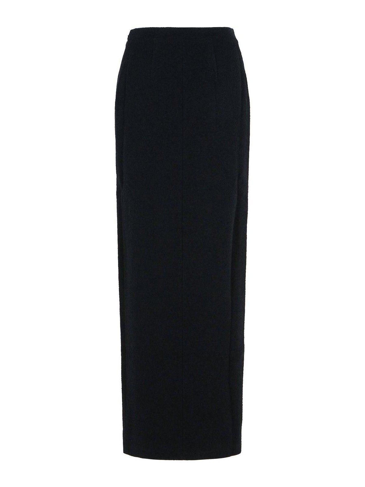 Alessandra Rich Long Skirt In Black Virgin Wool Blend In Black