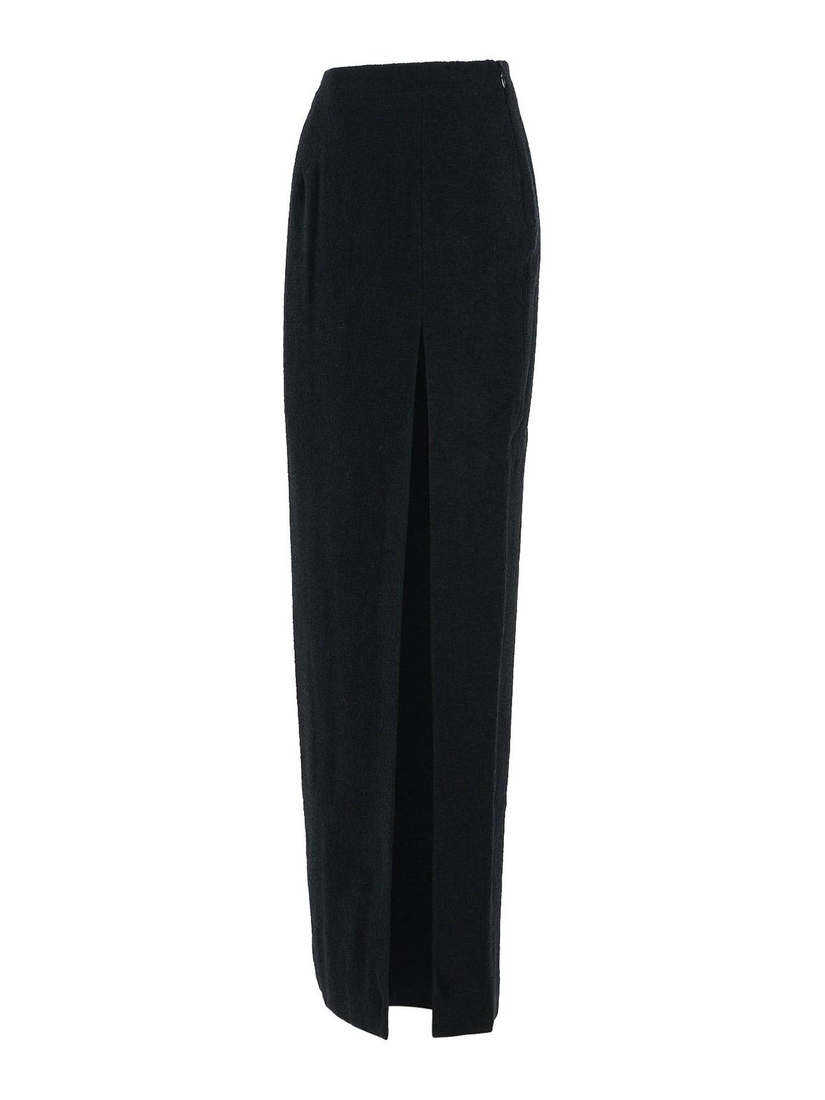 Alessandra Rich Long Skirt In Black Virgin Wool Blend In Black