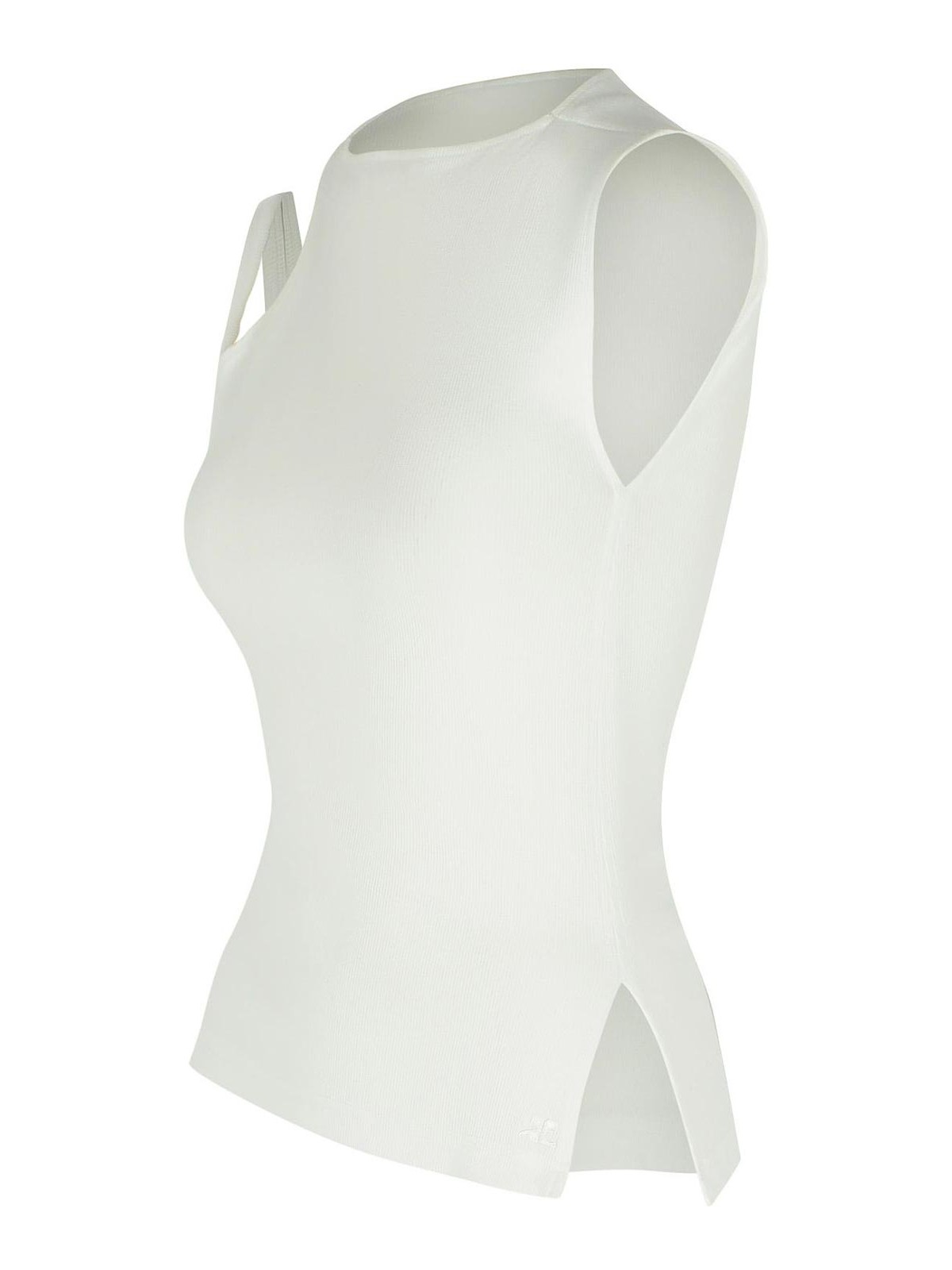 Courrèges White Cotton Tank Top In White
