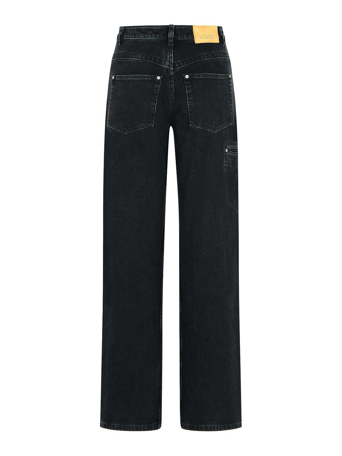 Isabel Marant Denim Trousers With Side And Back Pockets In Black