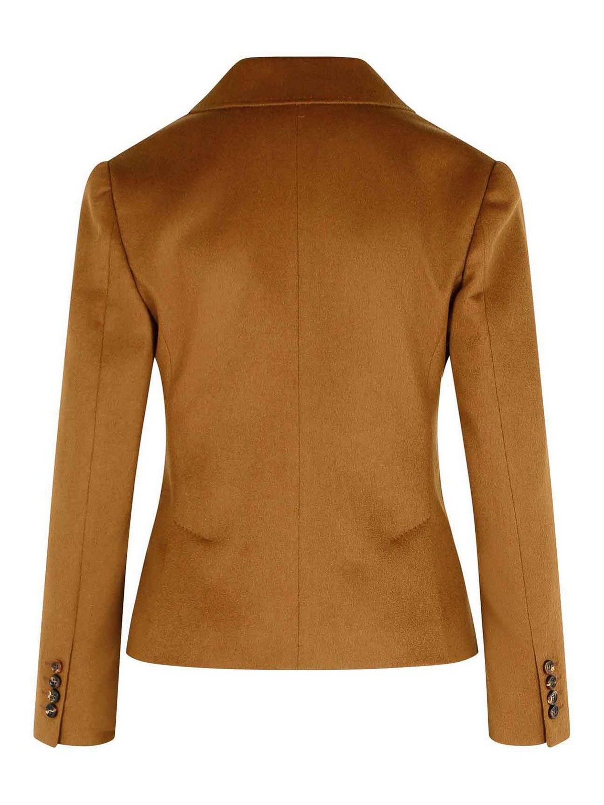 Max Mara Glenn Short Jacket In Camel Leather Drap In Gold