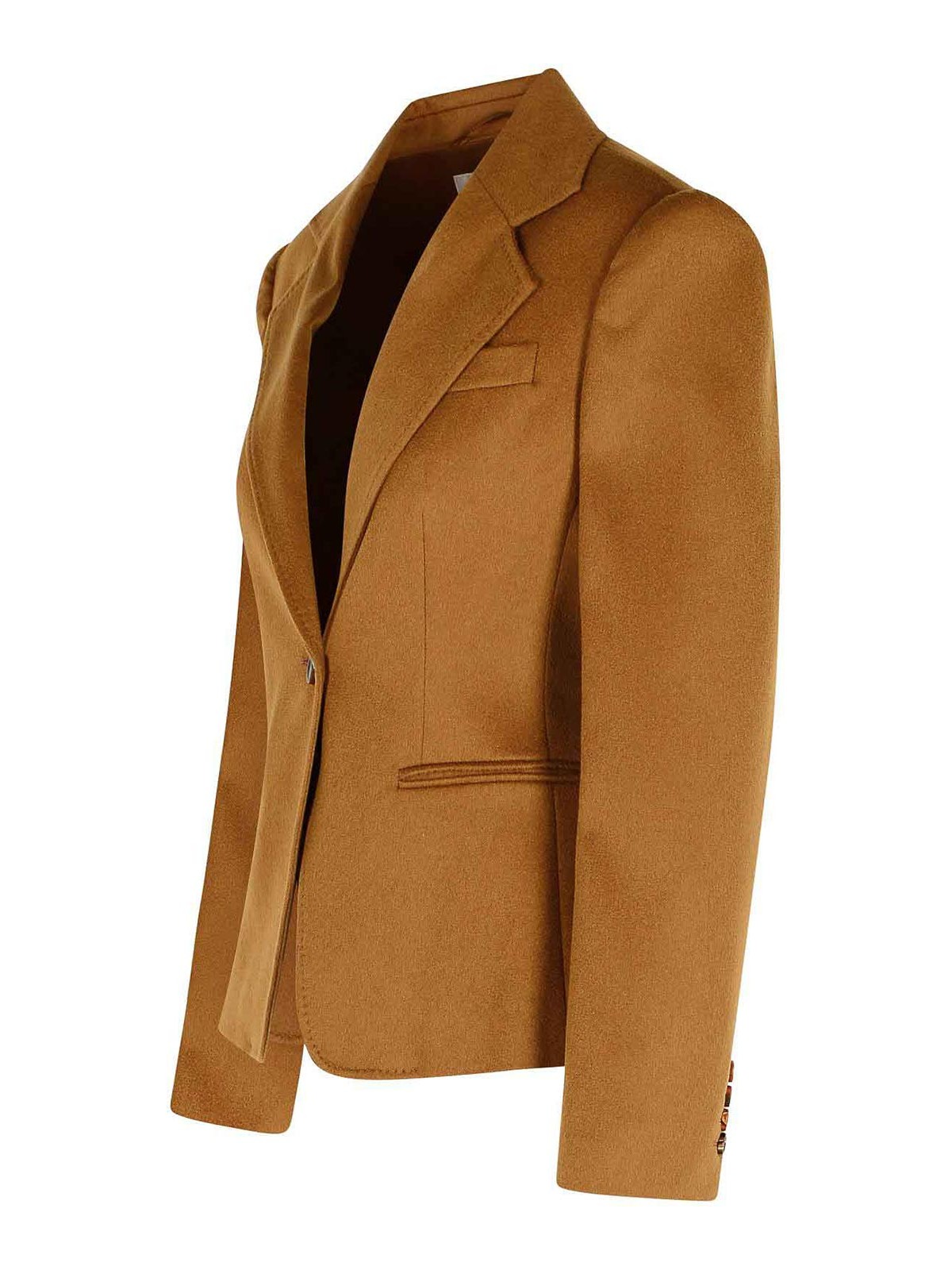 Max Mara Glenn Short Jacket In Camel Leather Drap In Gold