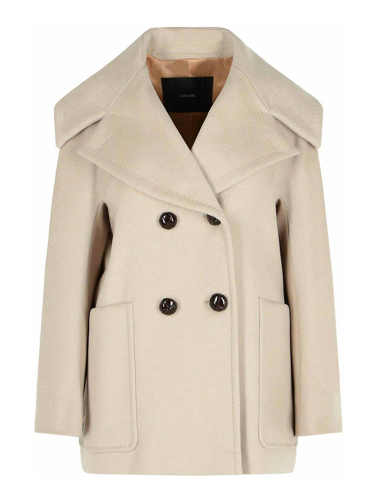Max Mara Oversized Double-breasted Coat Large Lapels In Neutral