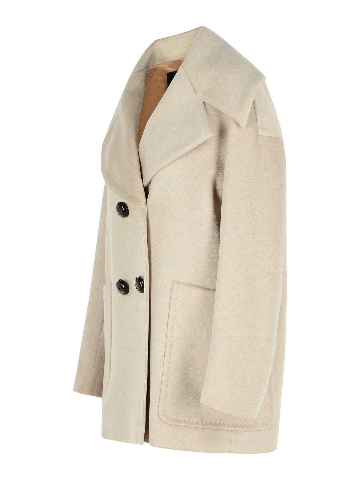 Max Mara Oversized Double-breasted Coat Large Lapels In Neutral