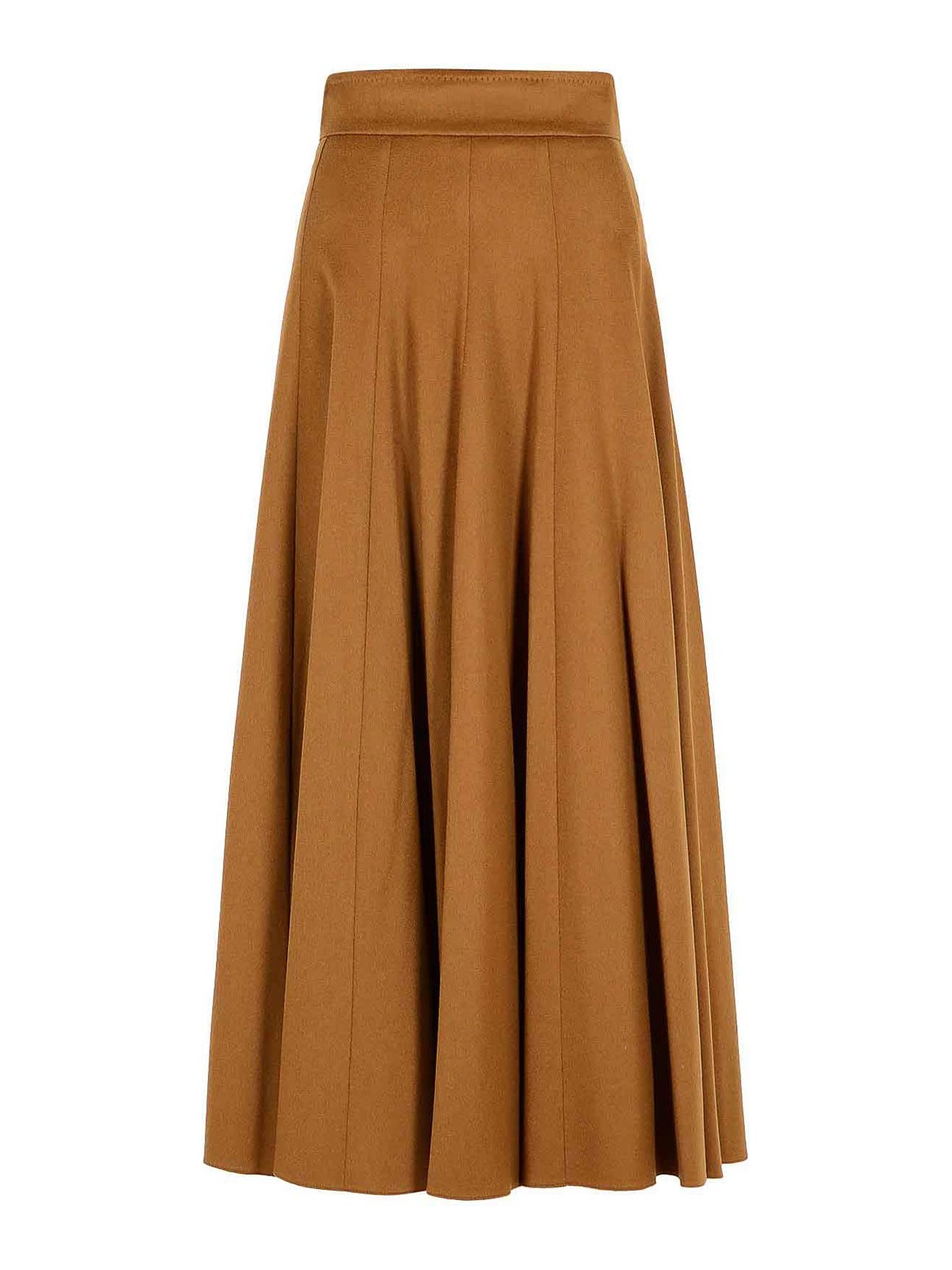 Max Mara A-line  Camel Leather Skirt In Brown