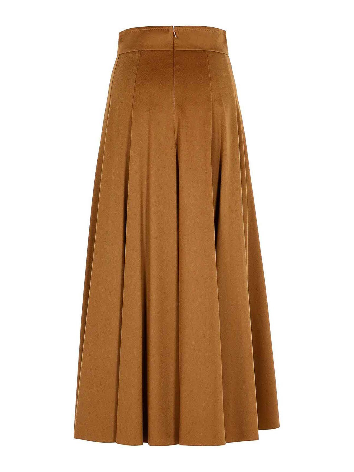 Max Mara A-line  Camel Leather Skirt In Brown