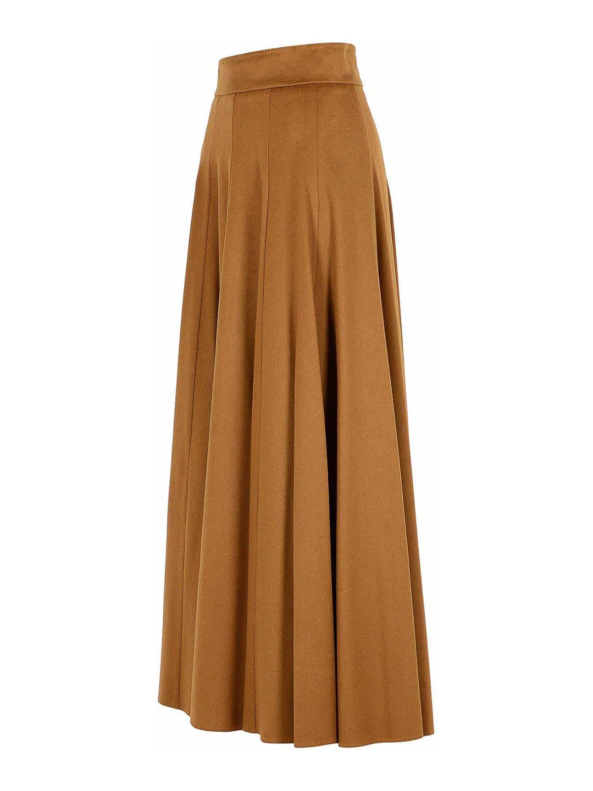 Max Mara A-line  Camel Leather Skirt In Brown