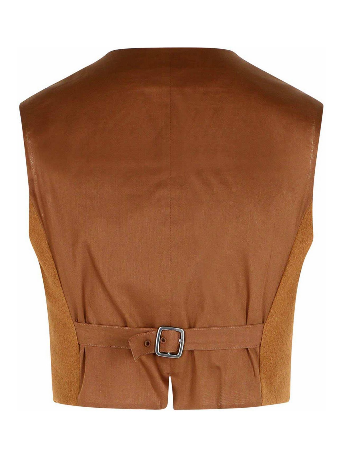 Max Mara Edda Camel Light Leather Vest In Brown