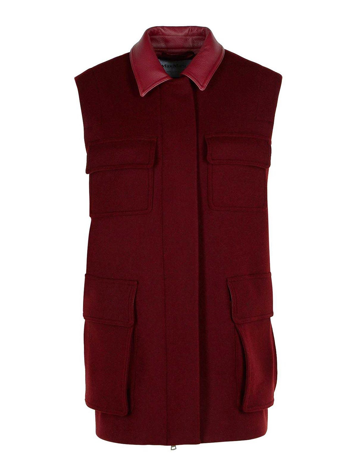Max Mara Aeroso 1234 Long Vest In Alpaca And Cachemire In Red