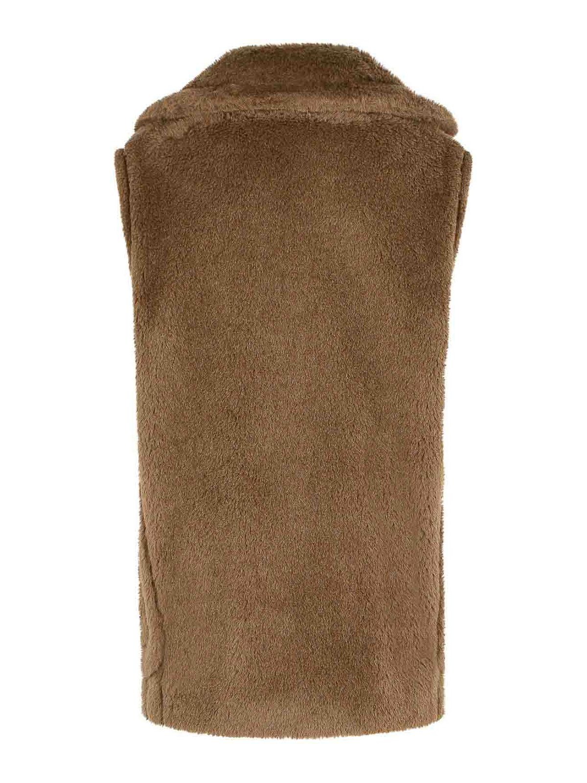 Max Mara Teddy Vest With Faux Fur Texture In Brown
