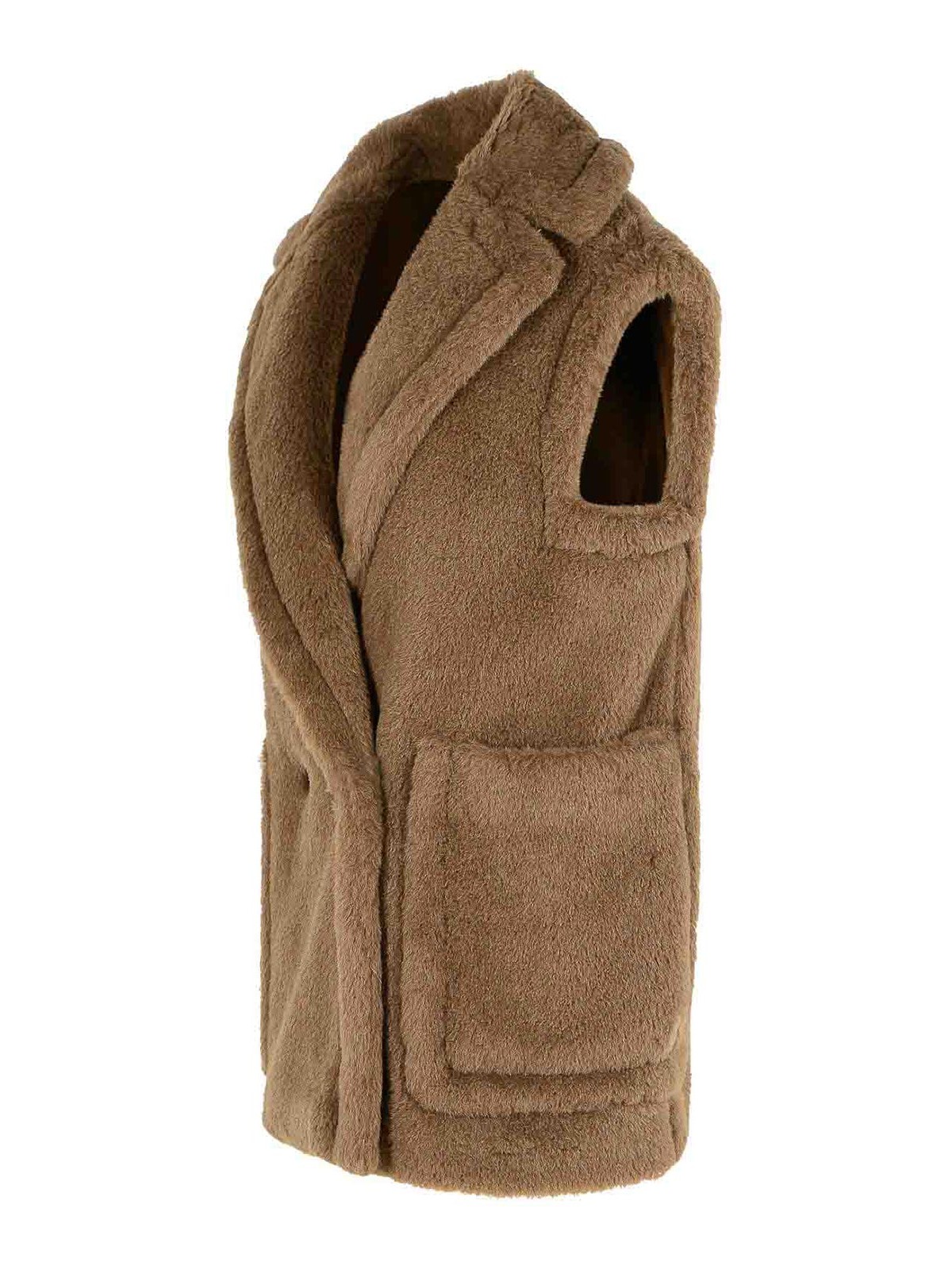 Max Mara Teddy Vest With Faux Fur Texture In Brown