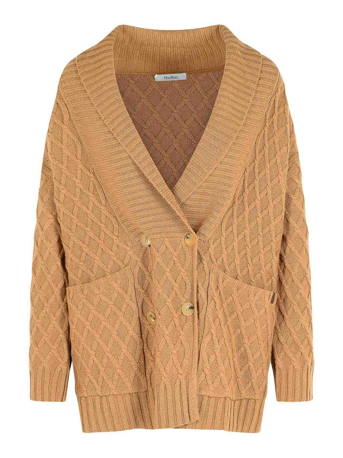 Max Mara Mirca Double-breasted Camel Yarn Cardigan In Sand