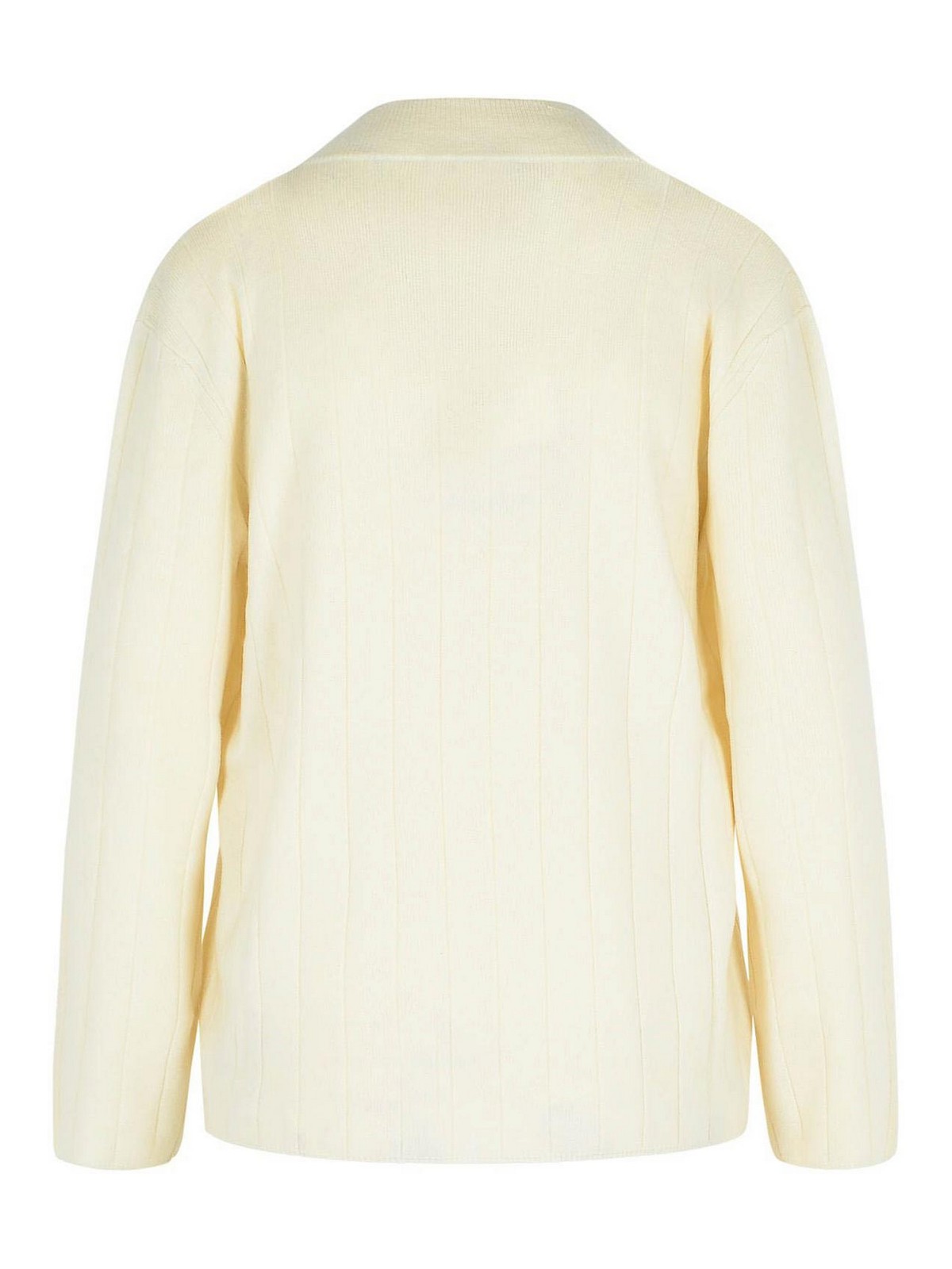 Max Mara Cashmere Yarn V-neck Sweater Long Sleeves In White