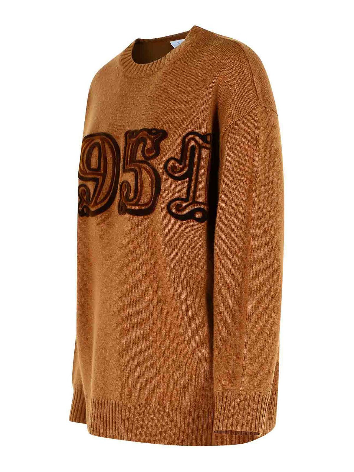 Max Mara Wool And Cashmere Leather Sweater In Brown