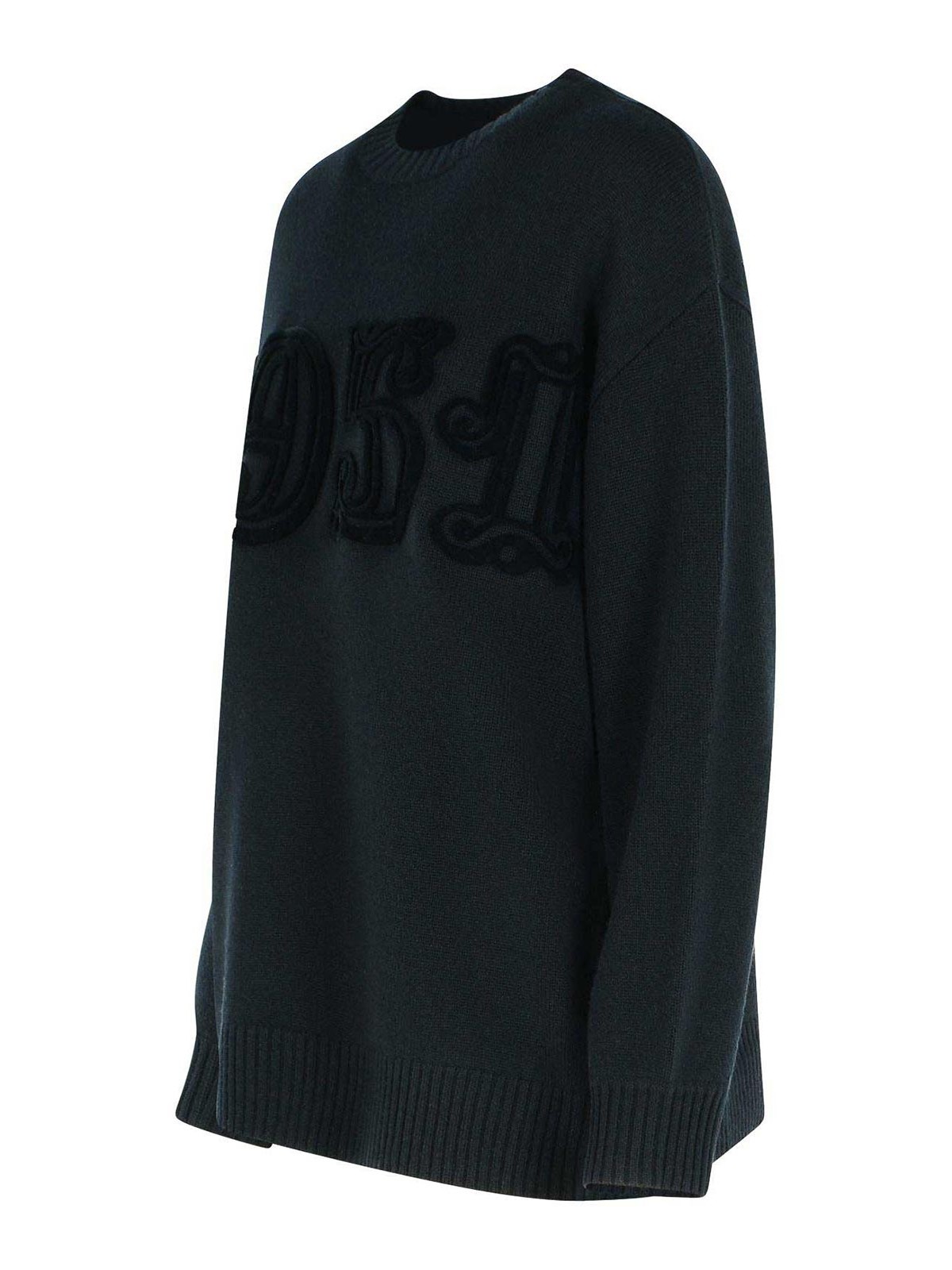 Max Mara Cashmere And Wool Crew Neck Sweater In Black