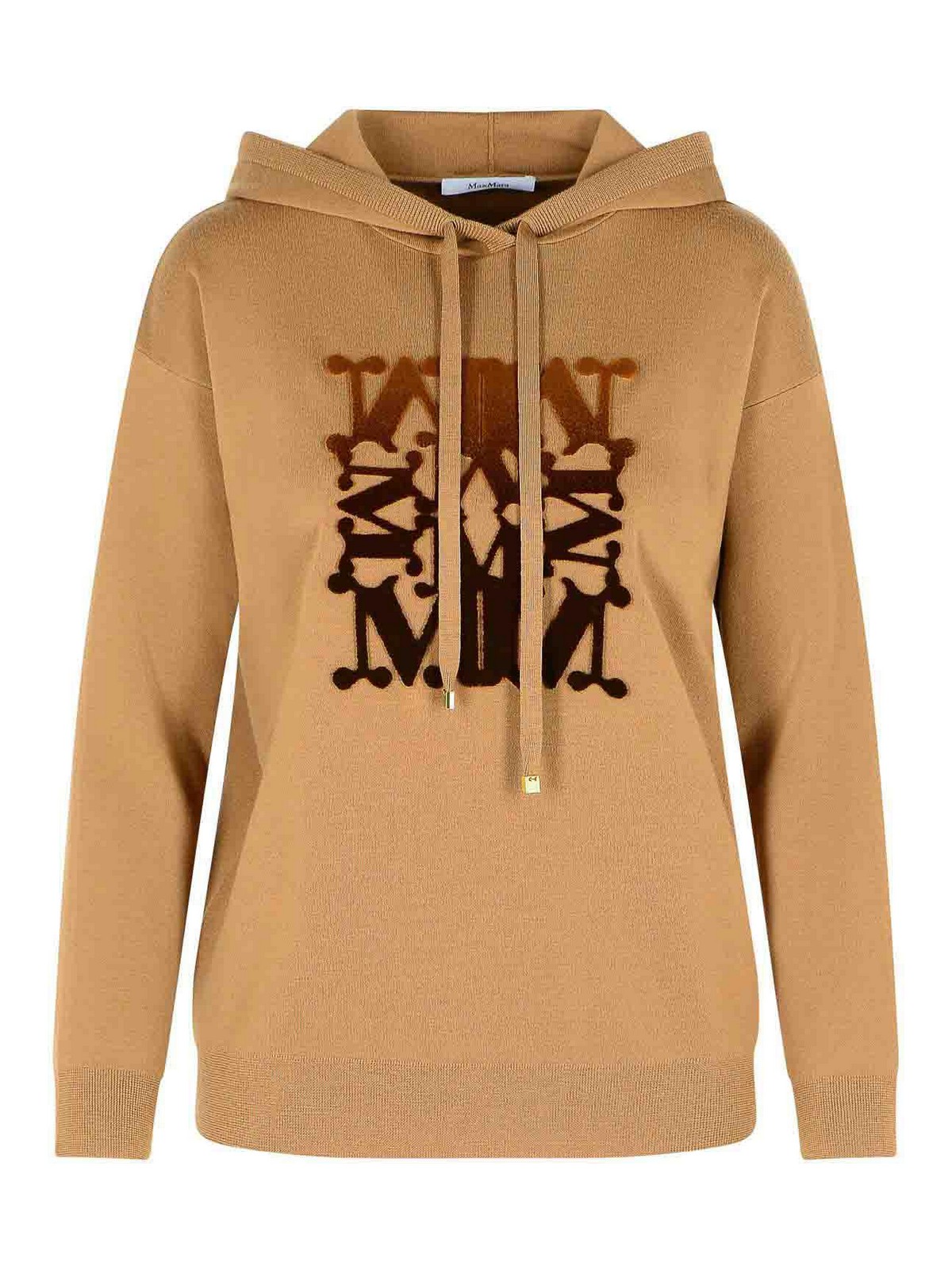 Max Mara Camel Virgin Wool Sweatshirt In Sand
