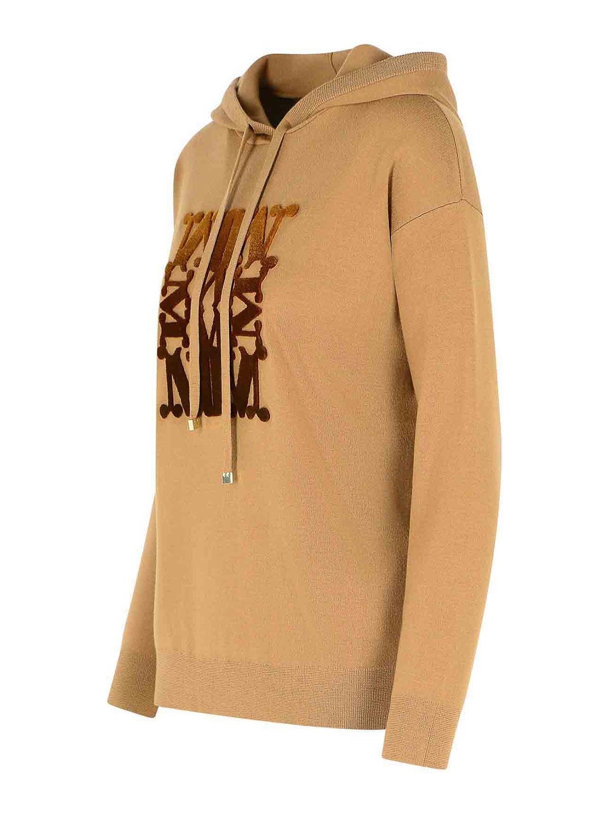 Max Mara Camel Virgin Wool Sweatshirt In Sand