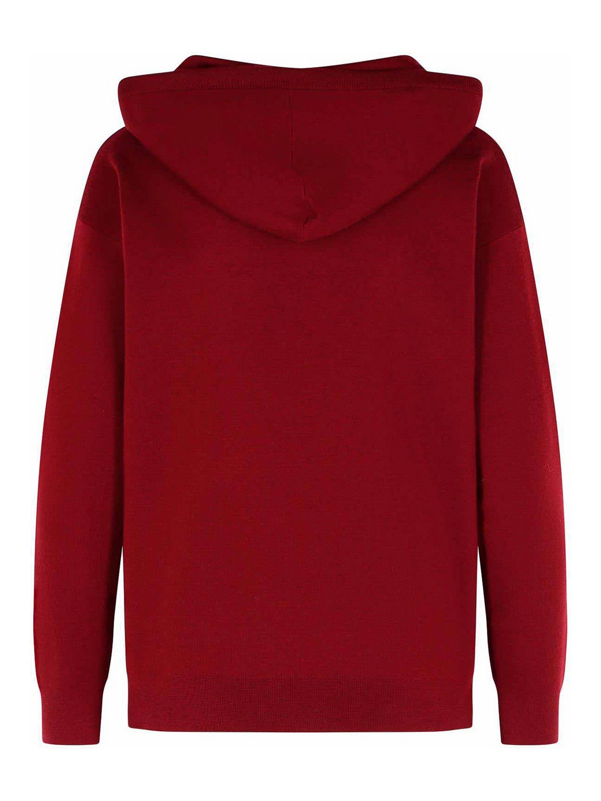 Max Mara Hooded Virgin Wool Long Sleeve Sweatshirt In Red