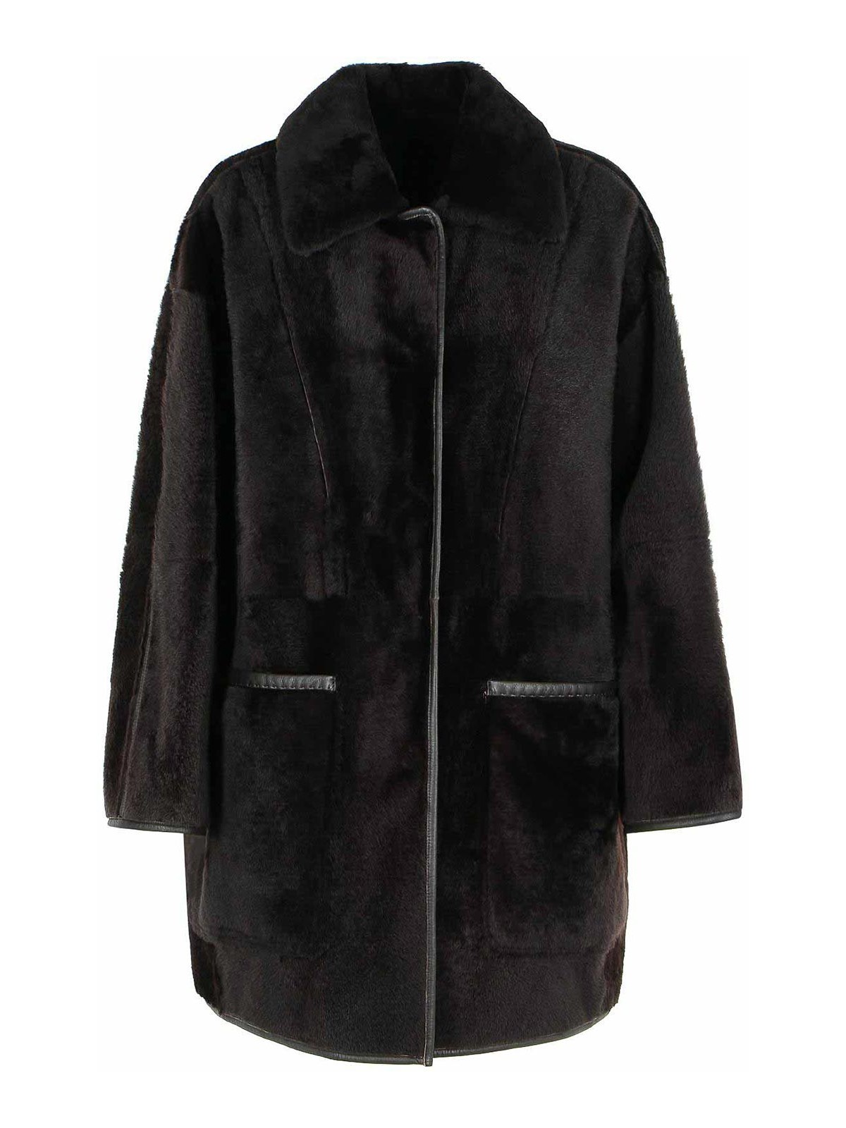 Max Mara Pirenei Dark Brown Reversible Shirt Shirt In Black