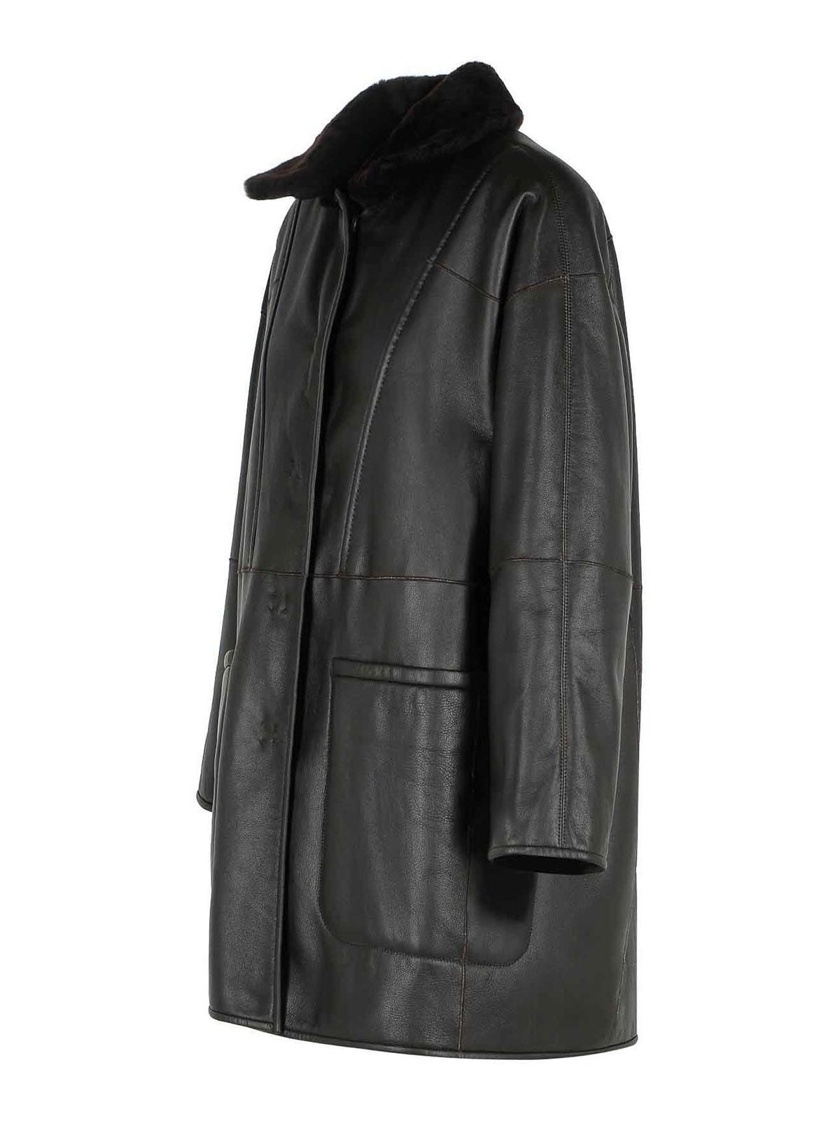 Max Mara Pirenei Dark Brown Reversible Shirt Shirt In Black