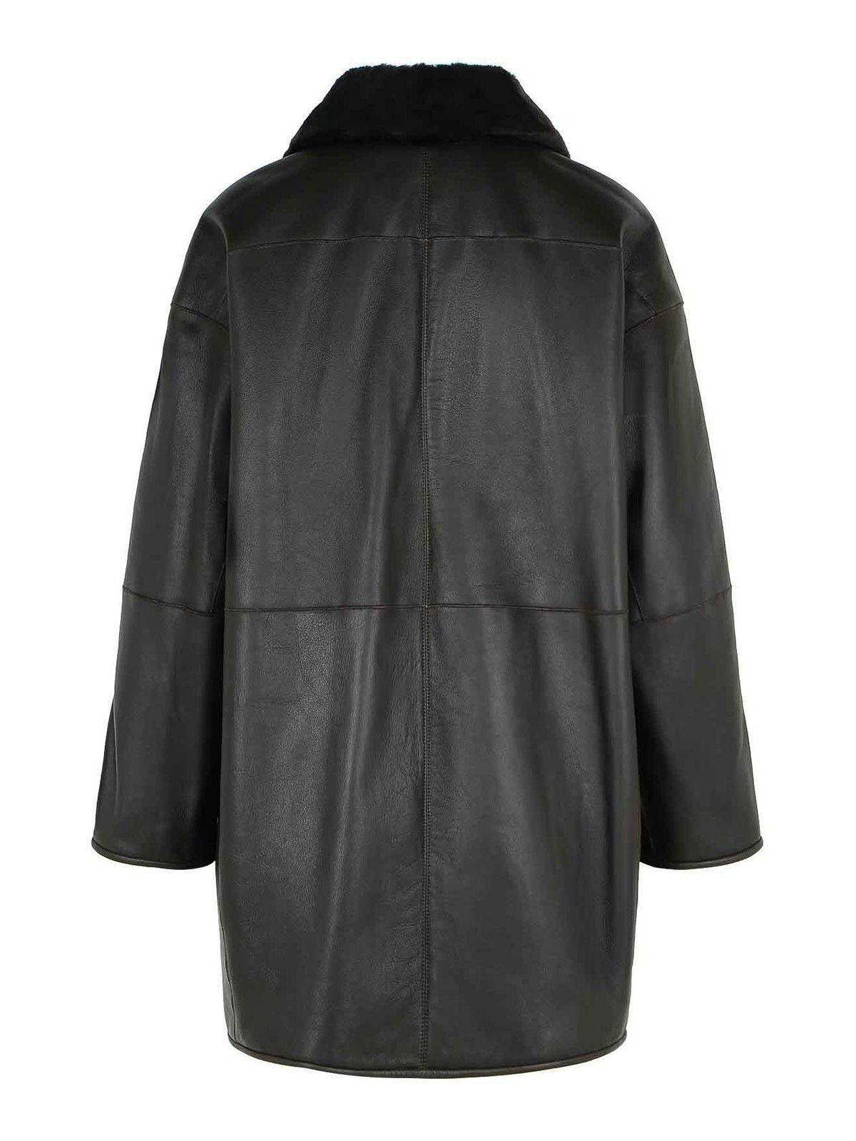 Max Mara Pirenei Dark Brown Reversible Shirt Shirt In Black