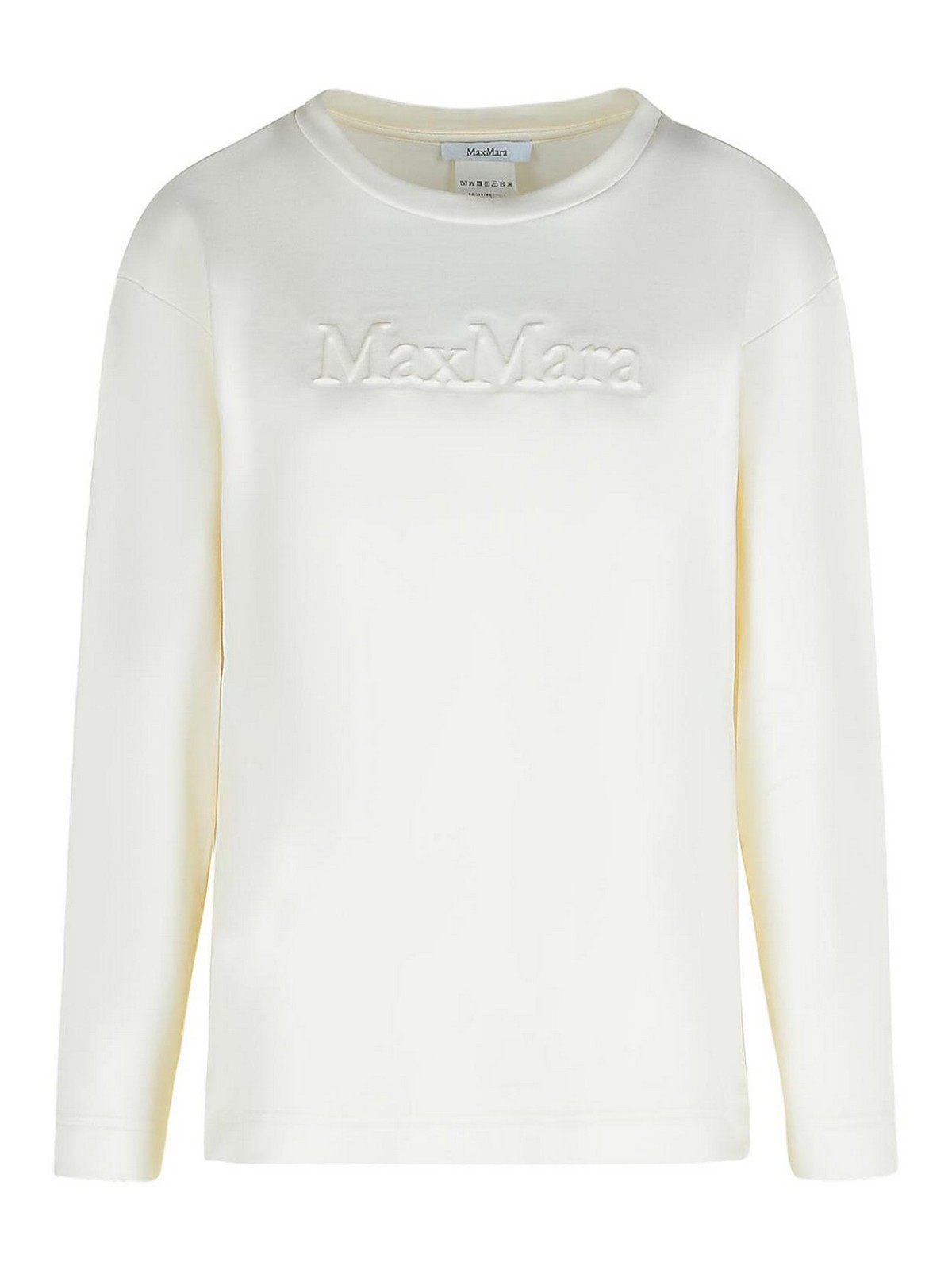 Max Mara Berma Sweatshirt In White Silk And Cotton