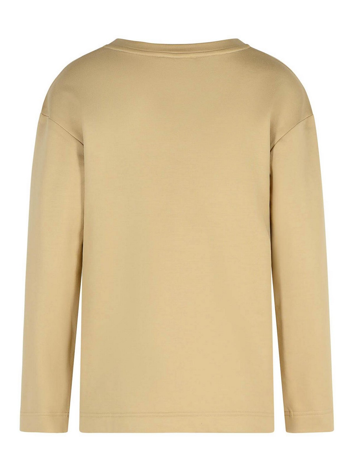 Max Mara Berma Sweatshirt In Silk And Caramel Cotton In Sand
