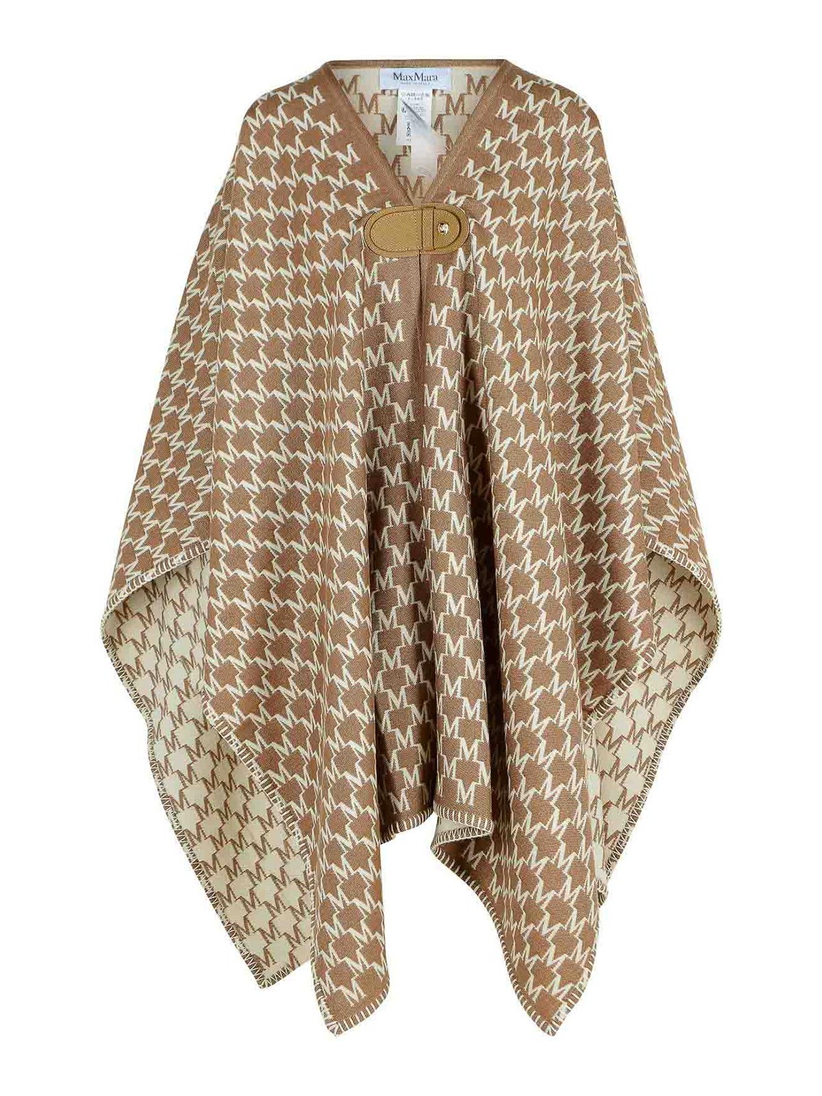 Max Mara Editti Hood In Virgin Wool And Brown Cotton In Brown